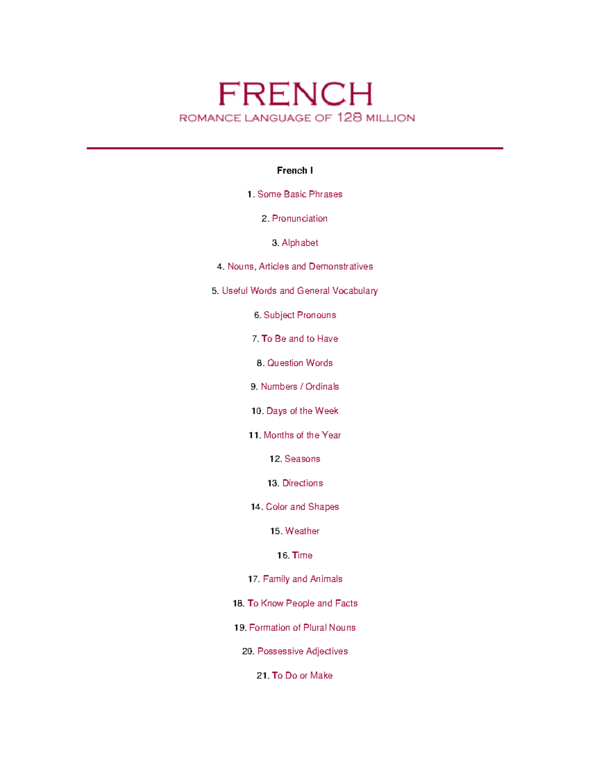 Basic French - jihggfjdhxkvgulih;oj'p[ - French I Some Basic Phrases ...