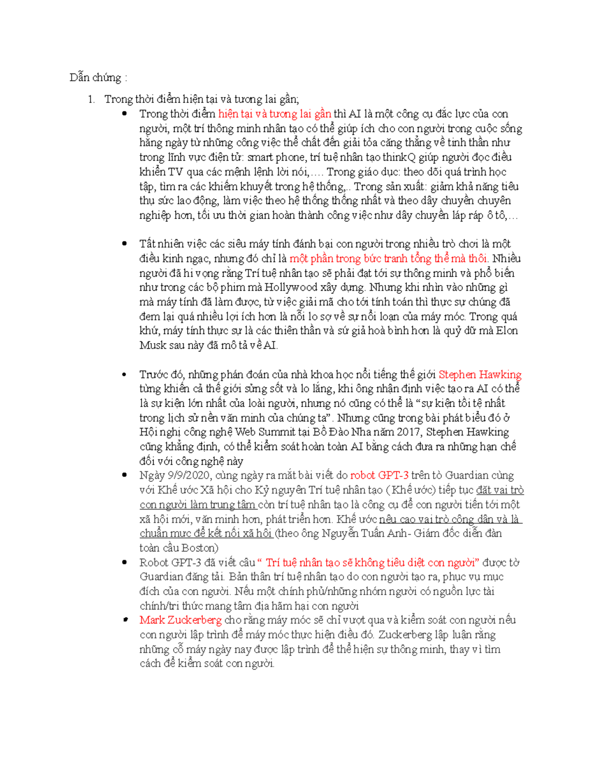 Dẫn-chứng AI và HI - Dẫn chứng : Trong thời điểm hiện tại và tương lai ...
