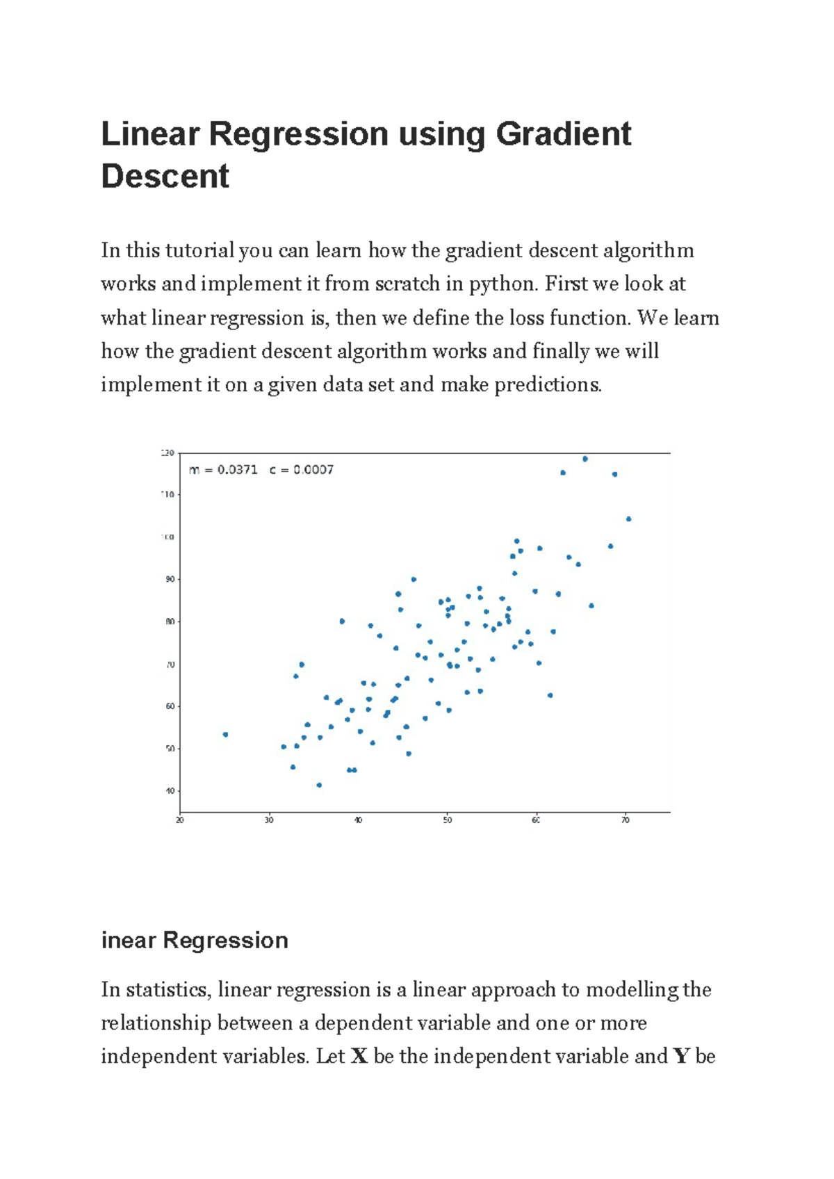 Linear Regression using Gradient Descent - Linear Regression using ...