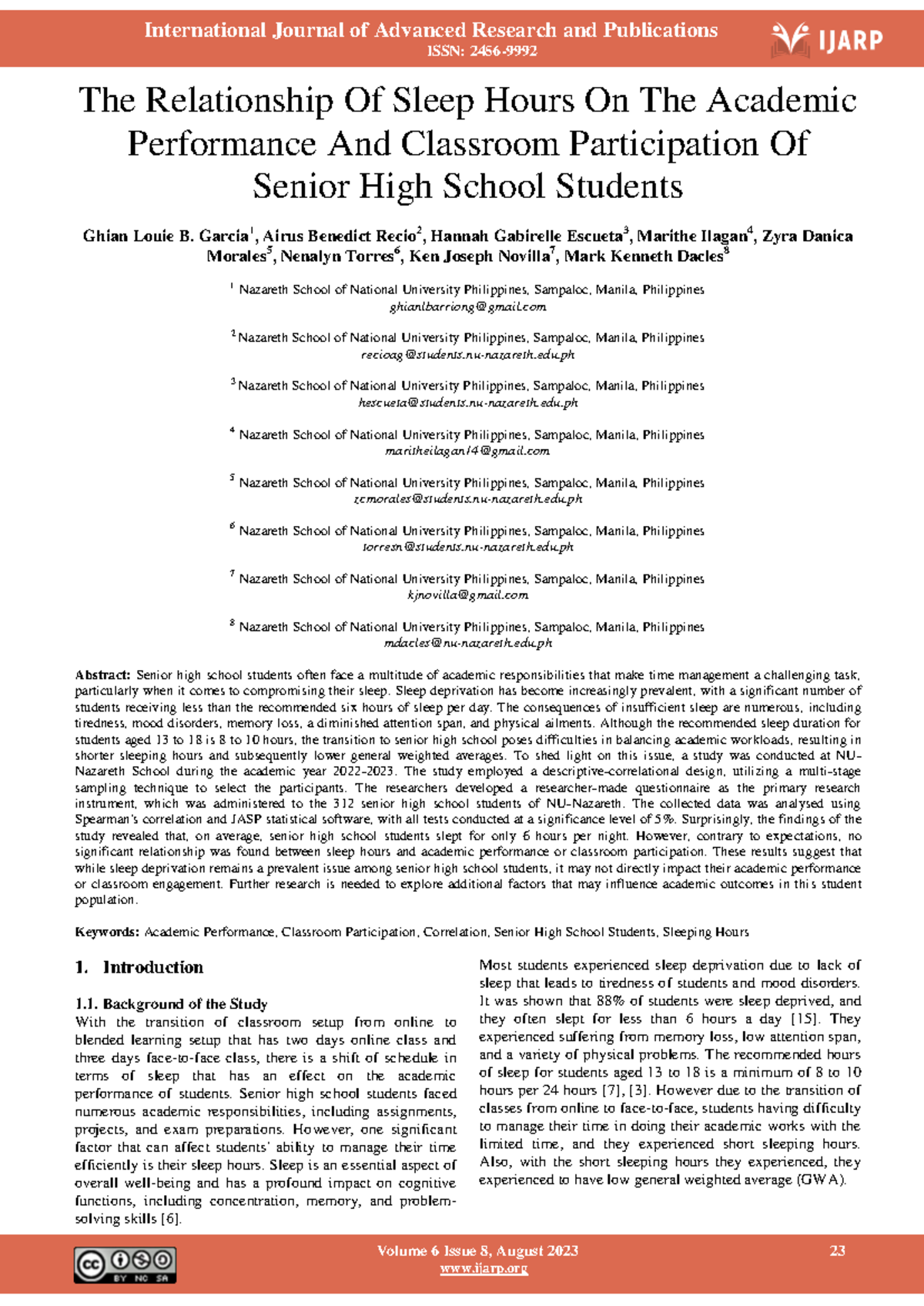 The Relationship Of Sleep Hours On The Academic Performance And ...