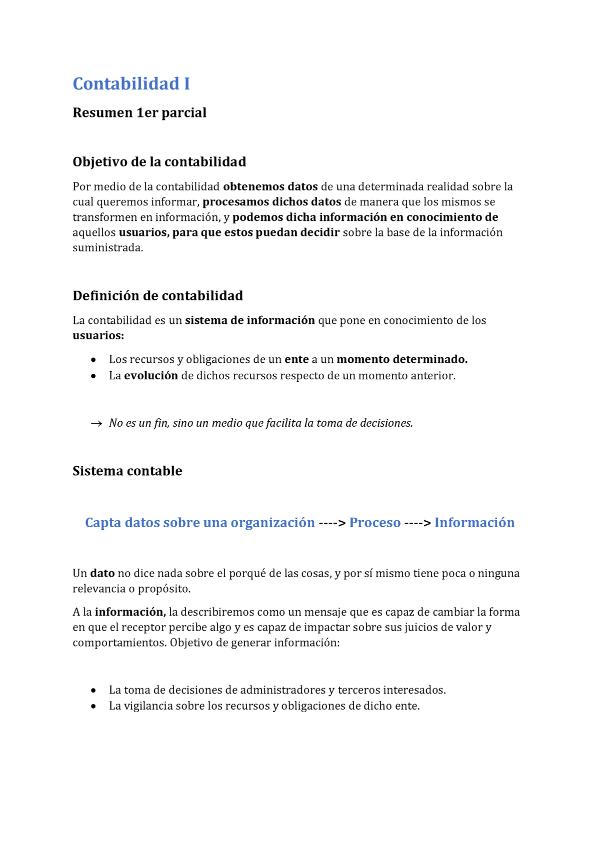 Contabilidad I Primer Parcial Contabilidad I Resumen 1er Parcial Objetivo De La Contabilidad 5323