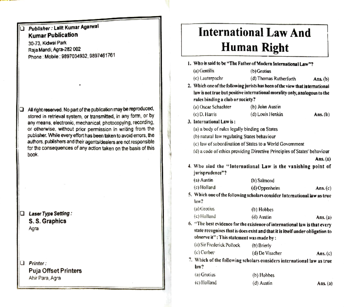 Paper 2 Human Rights (MCQ 1) - Publisher: Lalit Kumar Agarwal Kumar ...