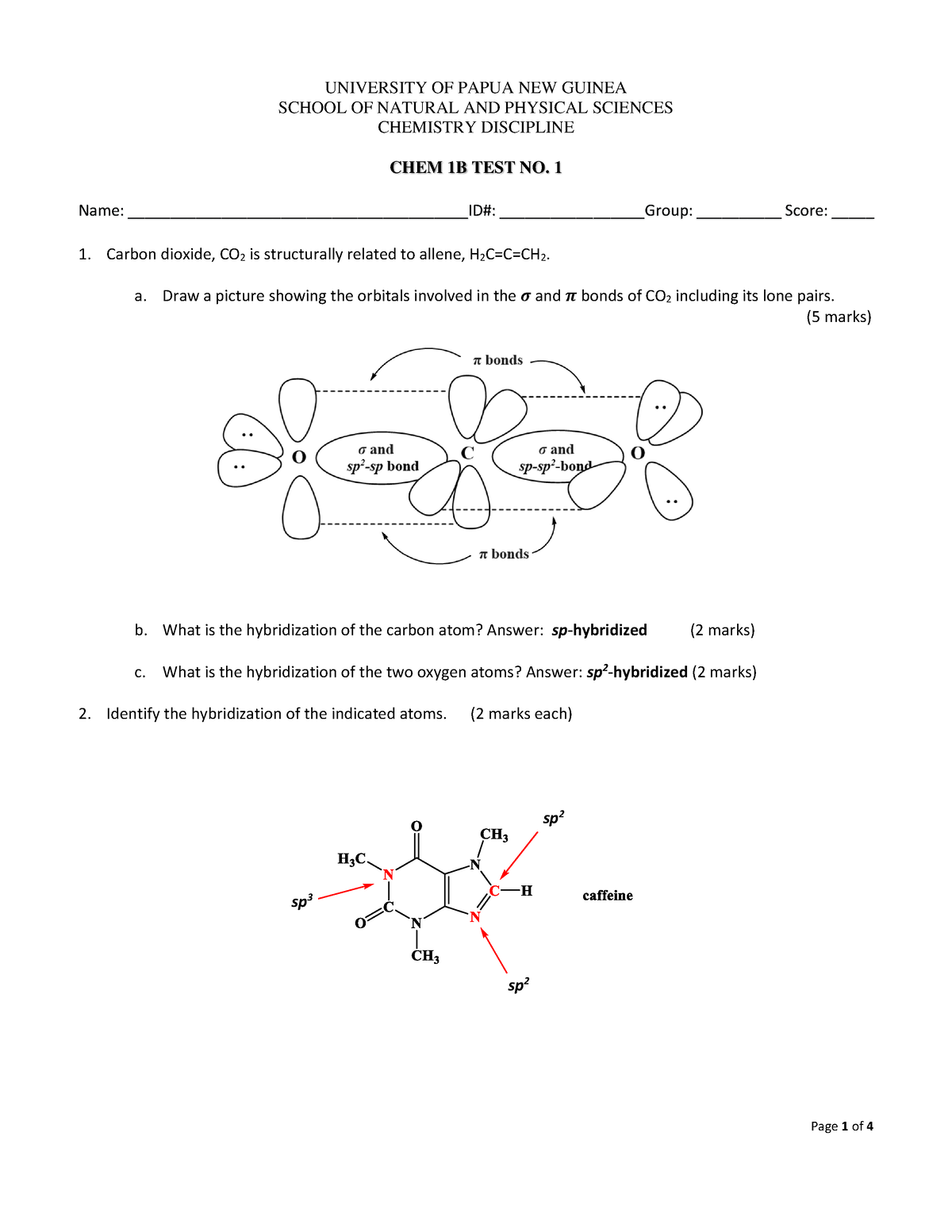 Chem 1B Test No - Chemistry 1b Test 1 Solutions - SCHOOL OF NATURAL AND ...