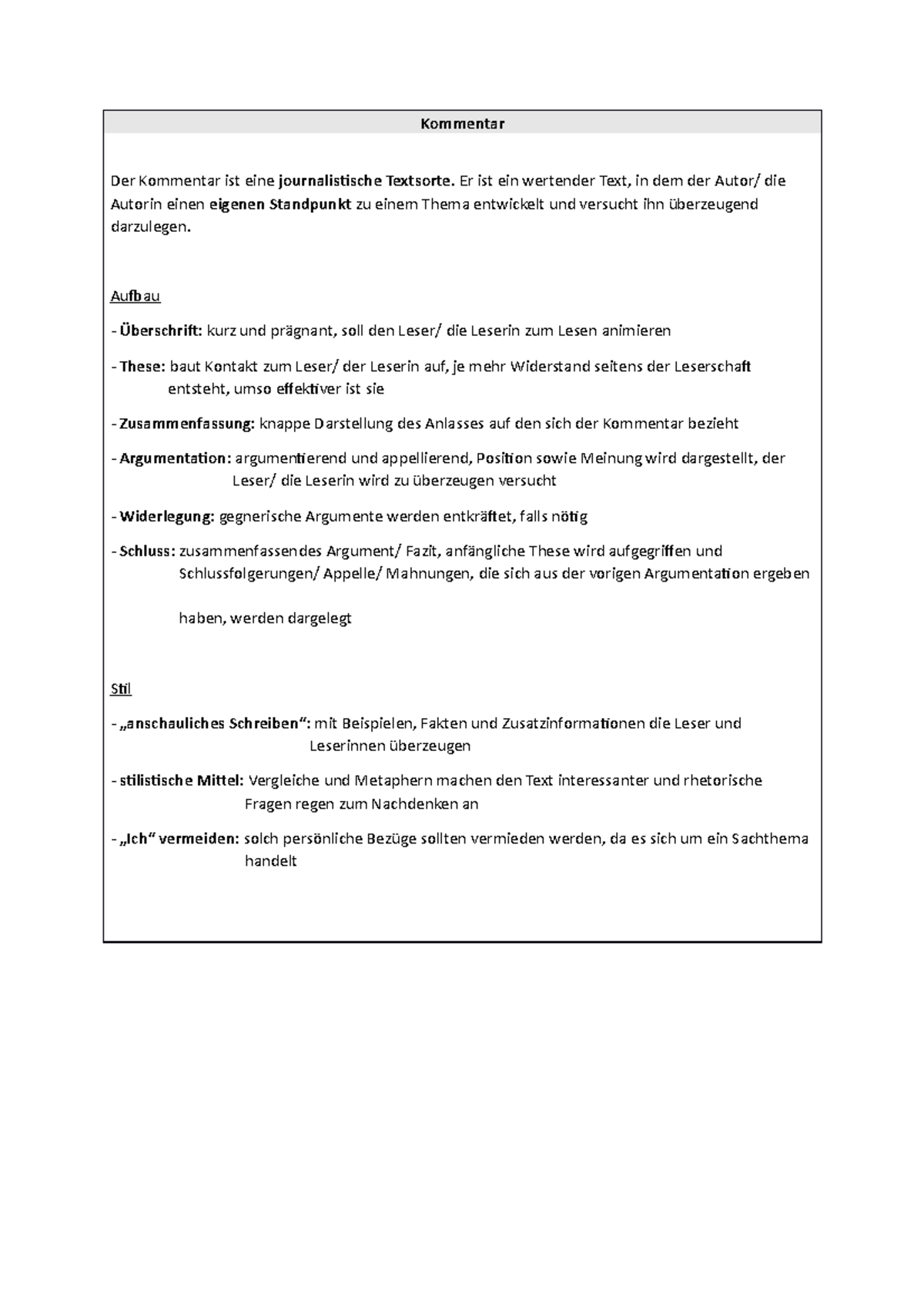 Merkboxen Kommentar und Leserbrief - Kommentar Der Kommentar ist eine ...