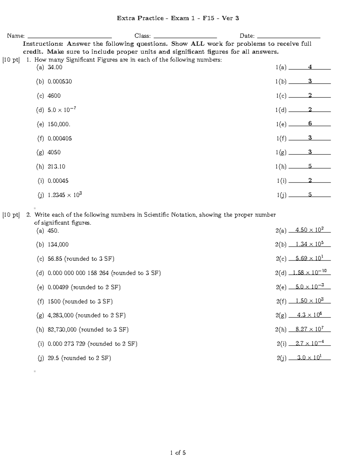 Key Exam1 - answer key - Name: Class: Date: Instructions: Answer the ...