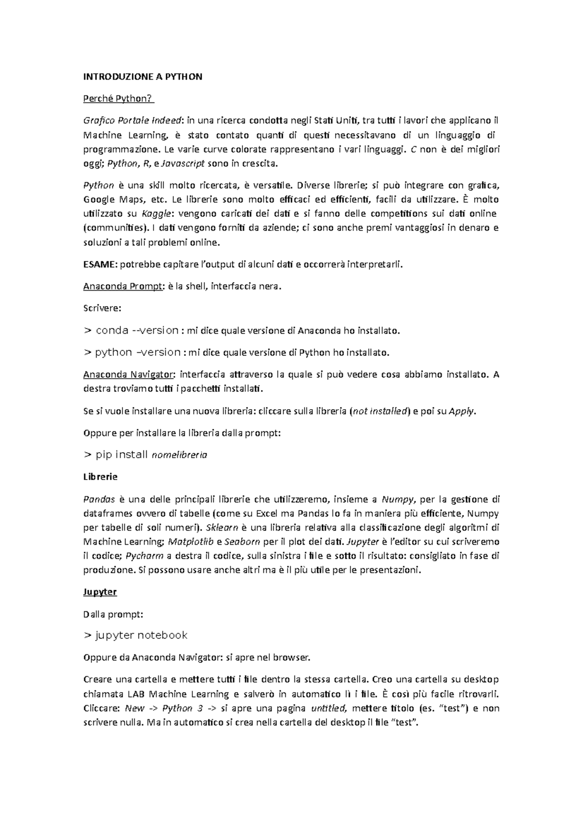 Esercitazione 1 del corso - INTRODUZIONE A PYTHON Perché Python ...