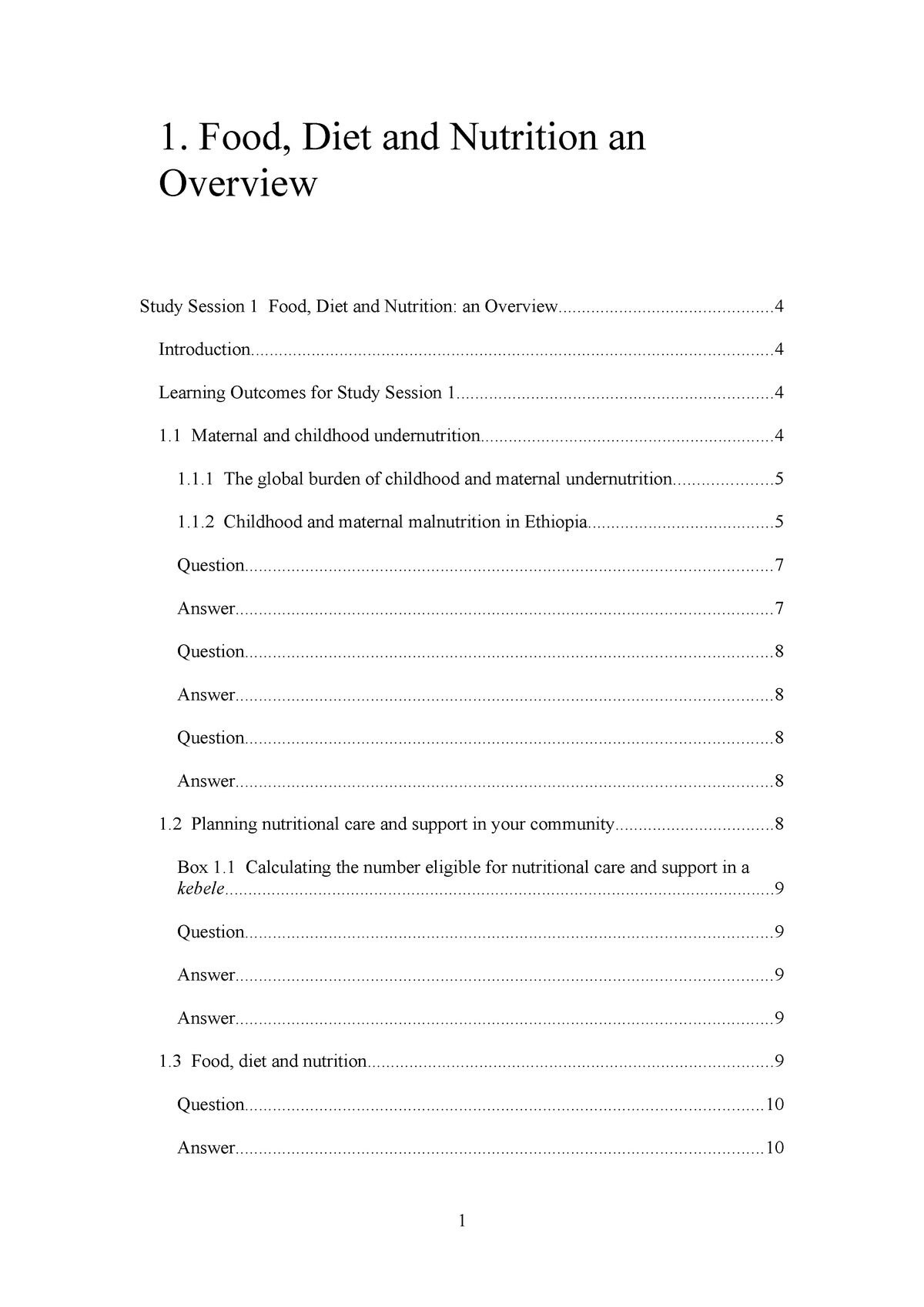 1 - 1. Food, Diet And Nutrition An Overview Study Session 1 Food, Diet ...