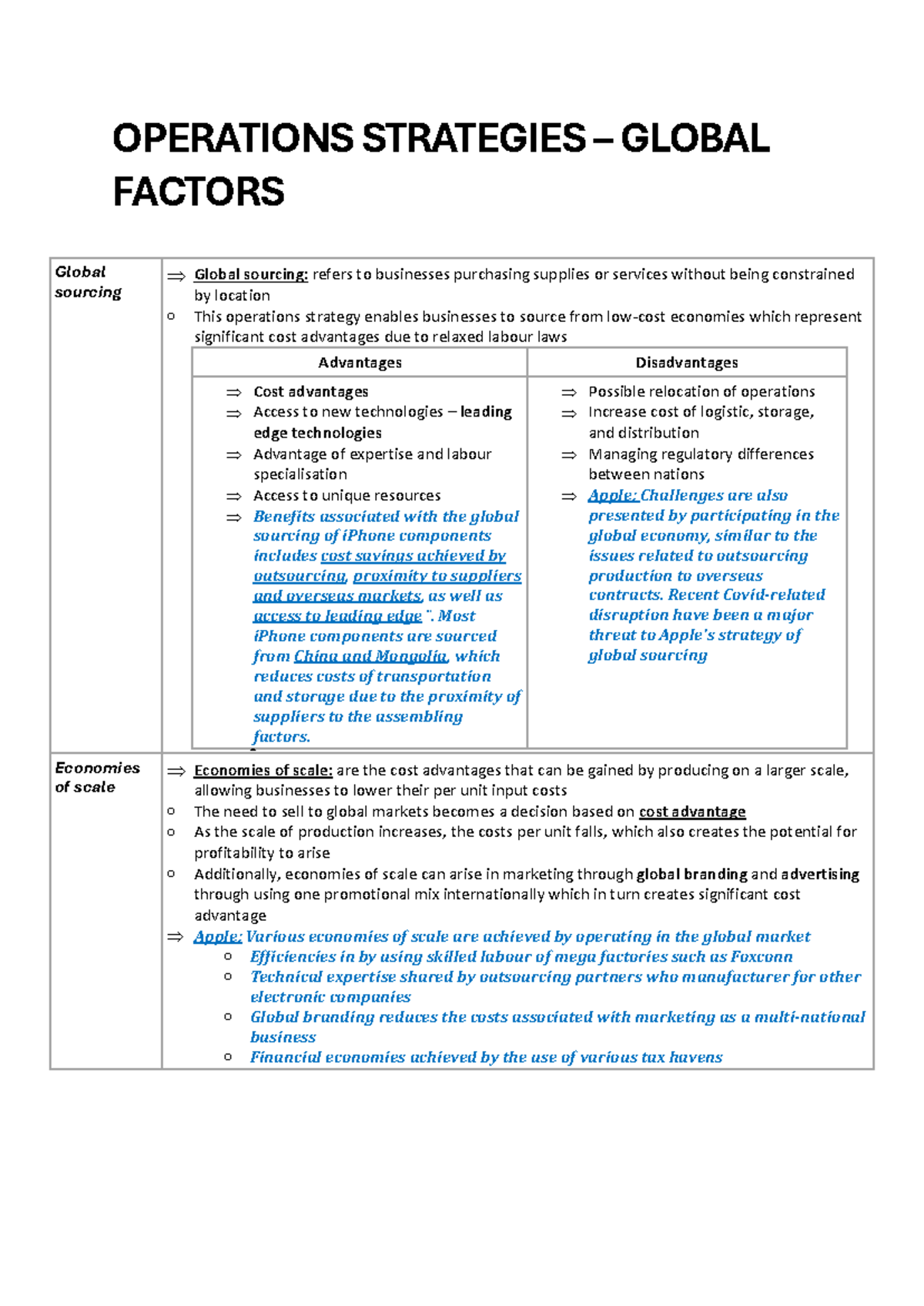 Operations Strategies global factors - OPERATIONS STRATEGIES – GLOBAL ...