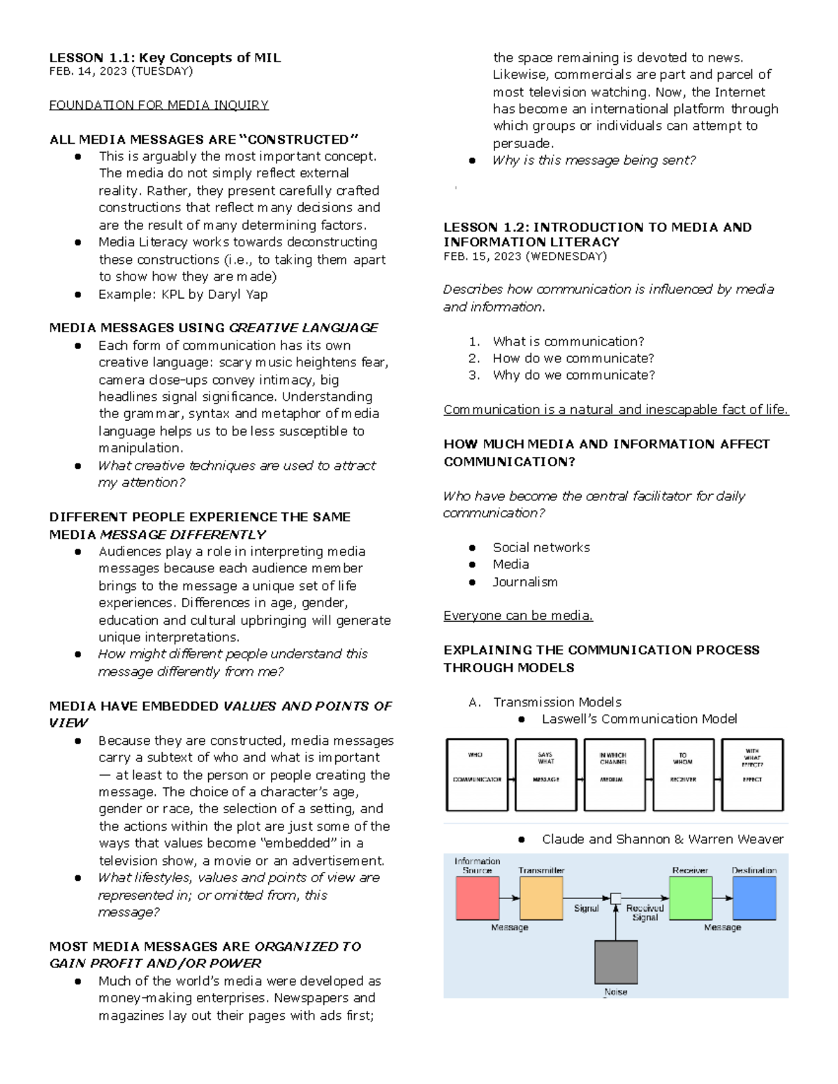 Media And Information Literacy Lesson 1 Pdf