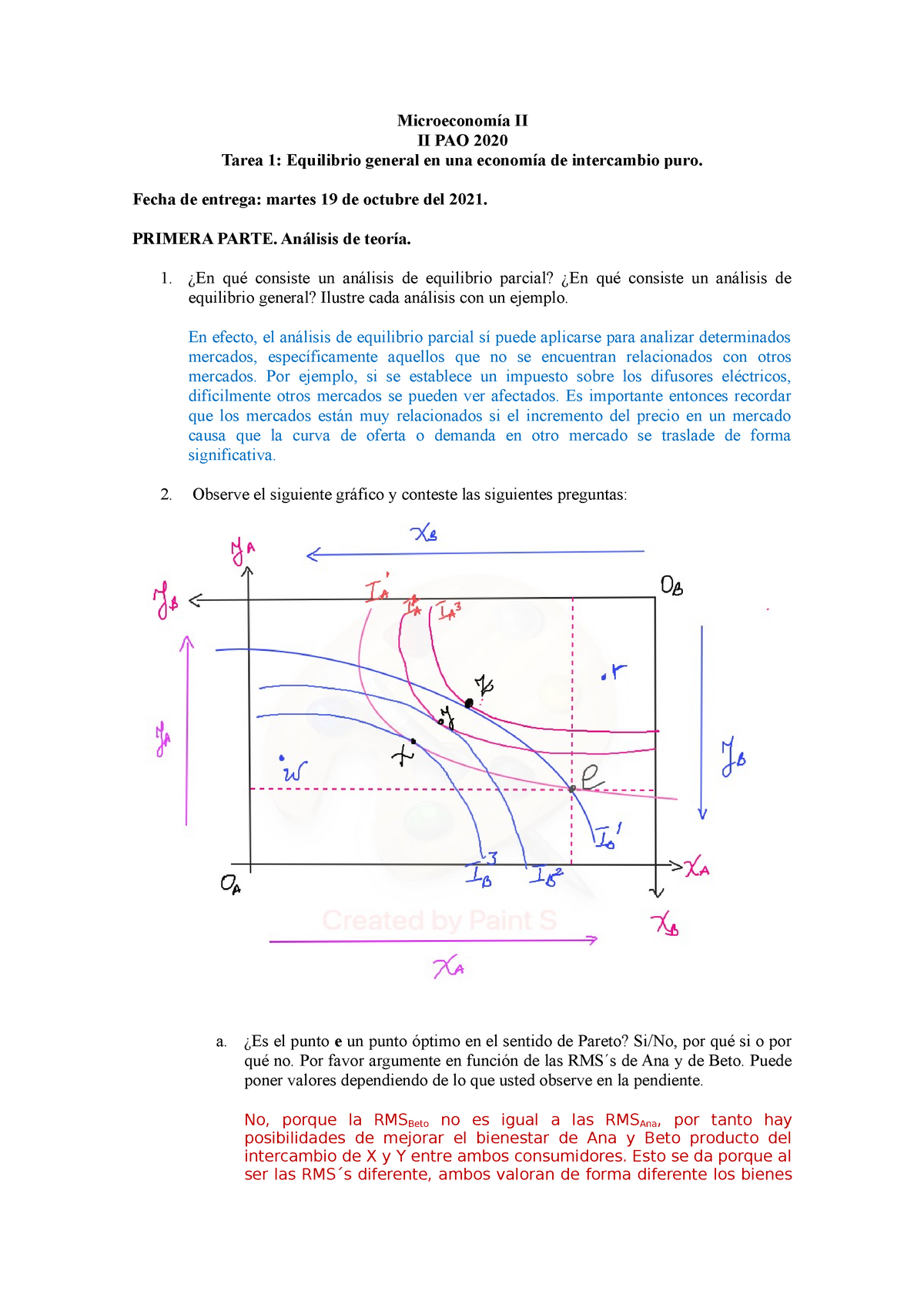 Solucion Tarea 1 Equilibrio General En Una Economía De Intercambio Puro ...