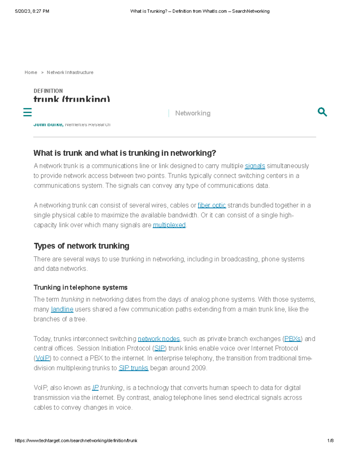 What is Trunking Definition from What Search Networking