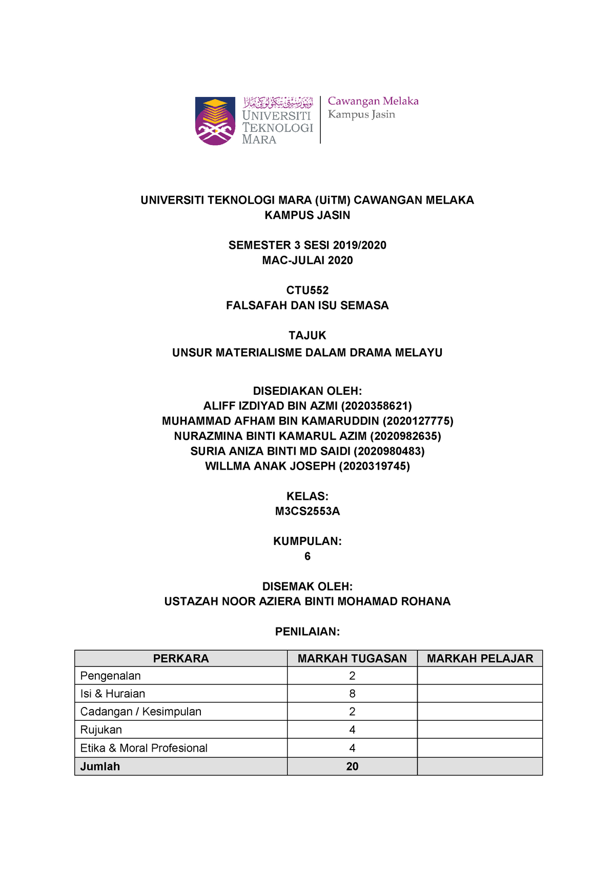 CTU552 K6 - Unsur Materialisme Dalam Drama Melayu - Falsafah 