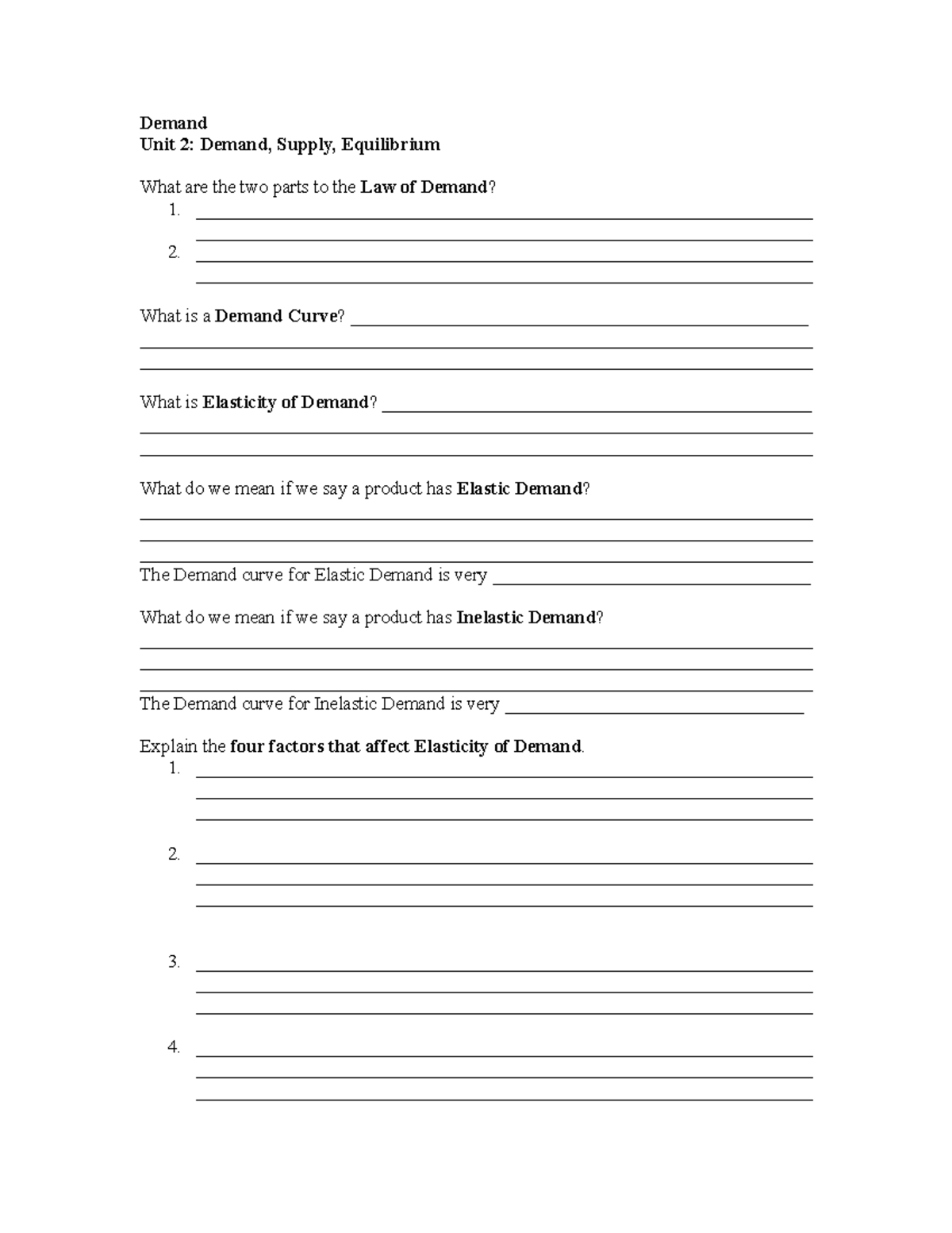 Demand Notes - This is coursework for Intro. To Economics. - Demand ...