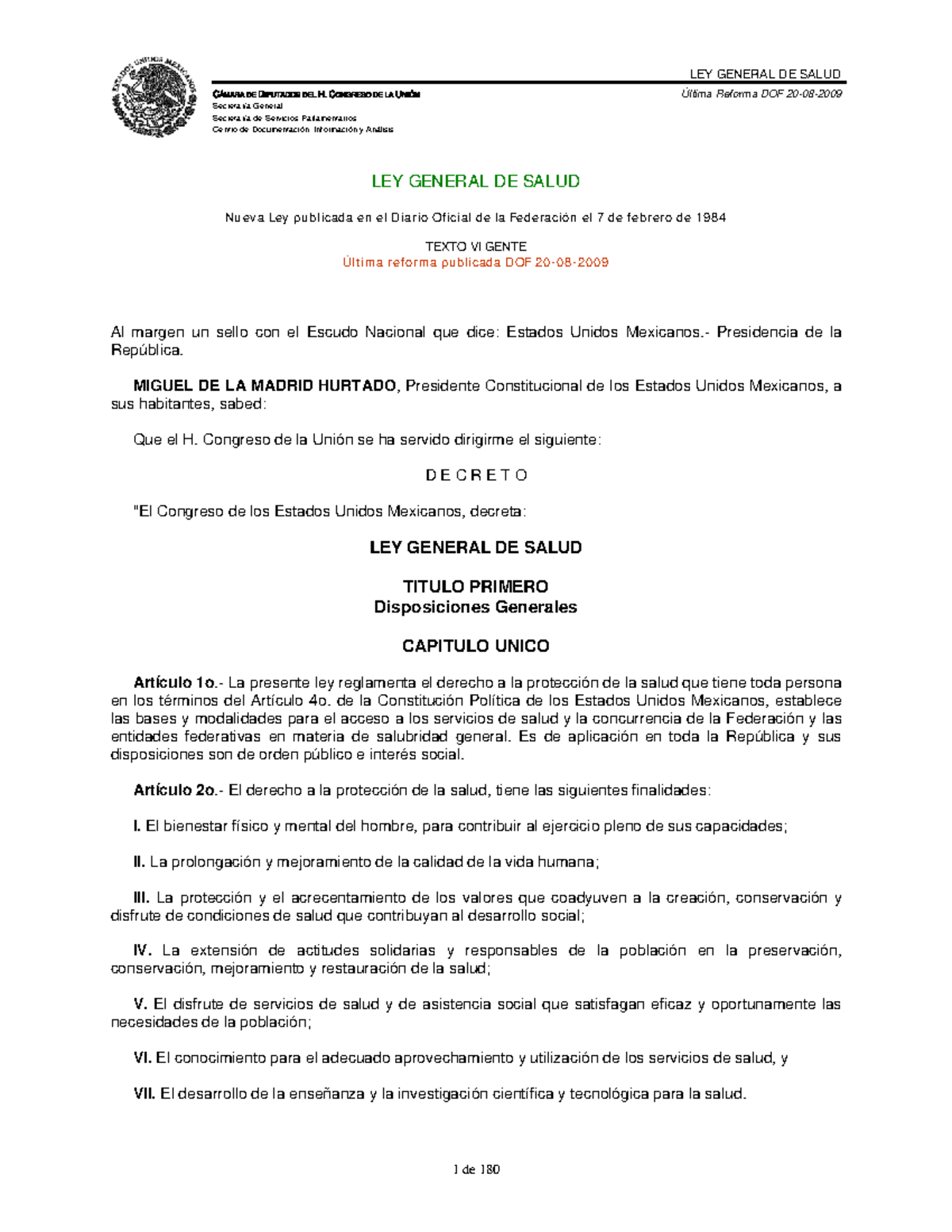 Ley general de salud - CÁMARA DE DIPUTADOS DEL H. CONGRESO DE LA UNIÓN