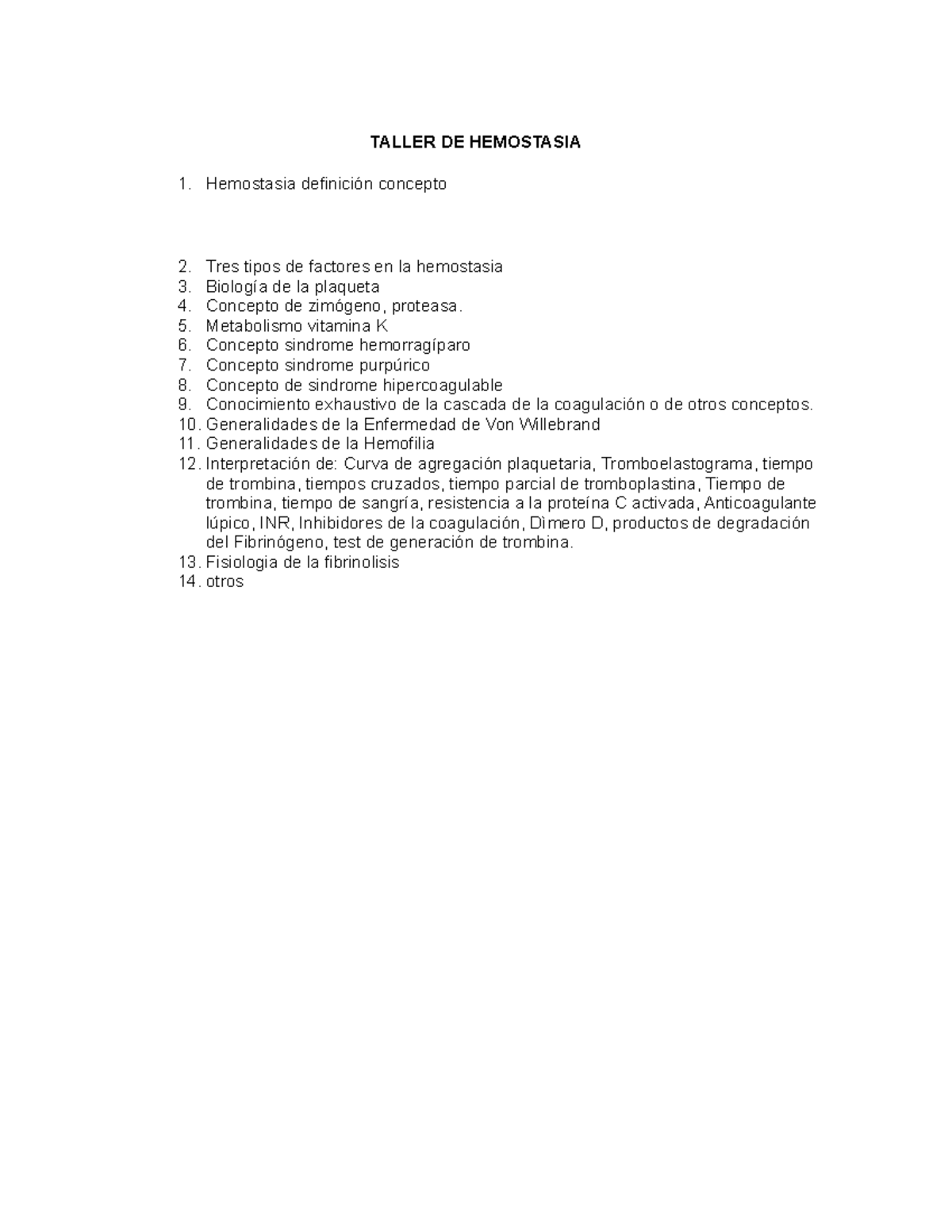 Concepto hemostasia