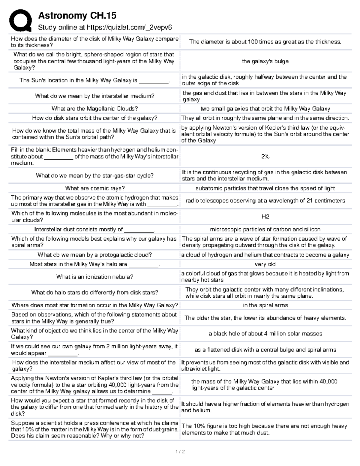 Astro Ch 15 - Quizlet - Astronomy CH. Study Online At Quizlet/_2vepv ...