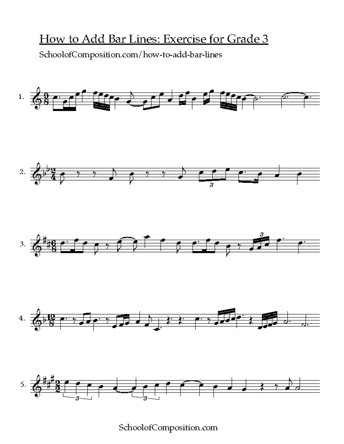 Ejercicios bar lines 9 8 2 4 6 8 12 8 2 2 &