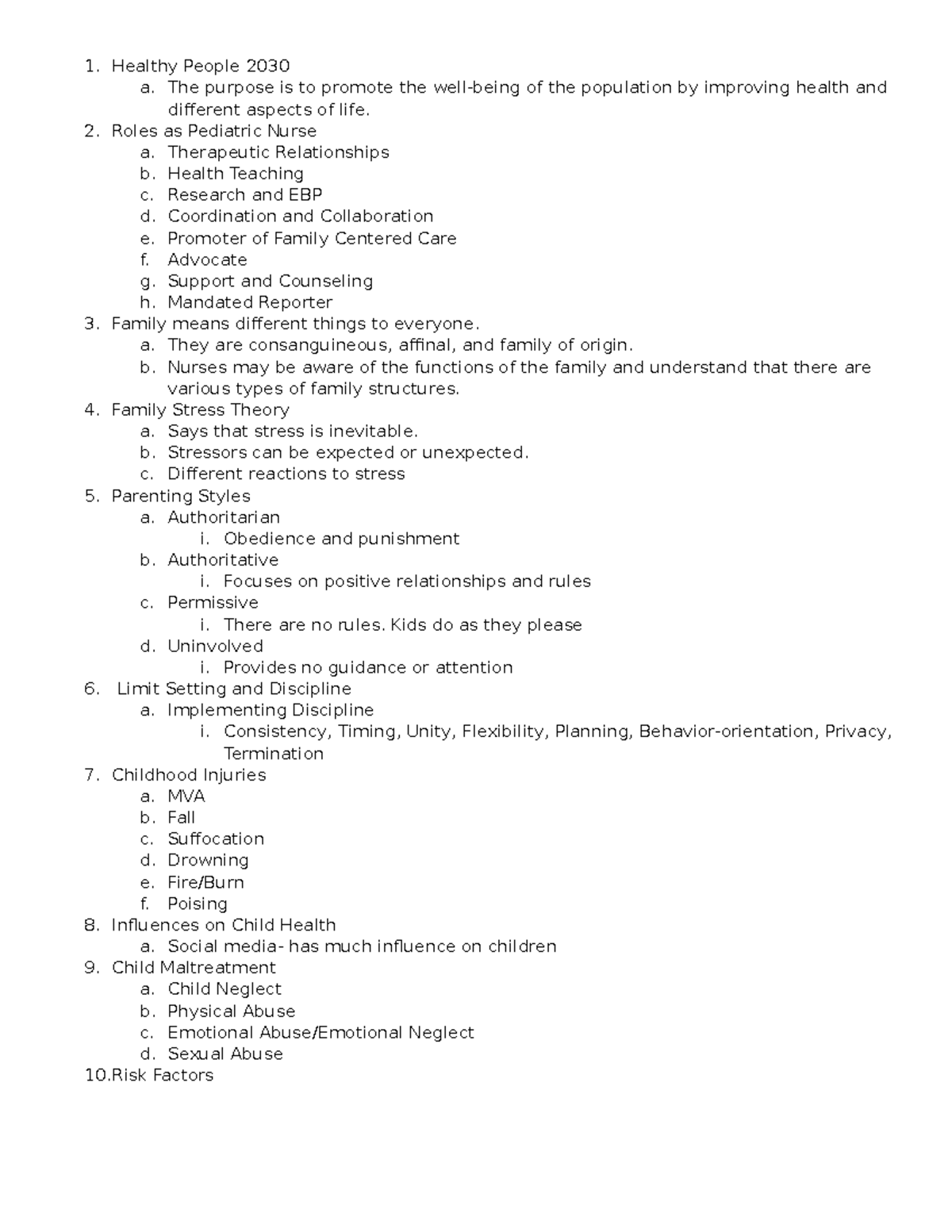 Week 1 Outline - Healthy People 2030 a. The purpose is to promote the ...