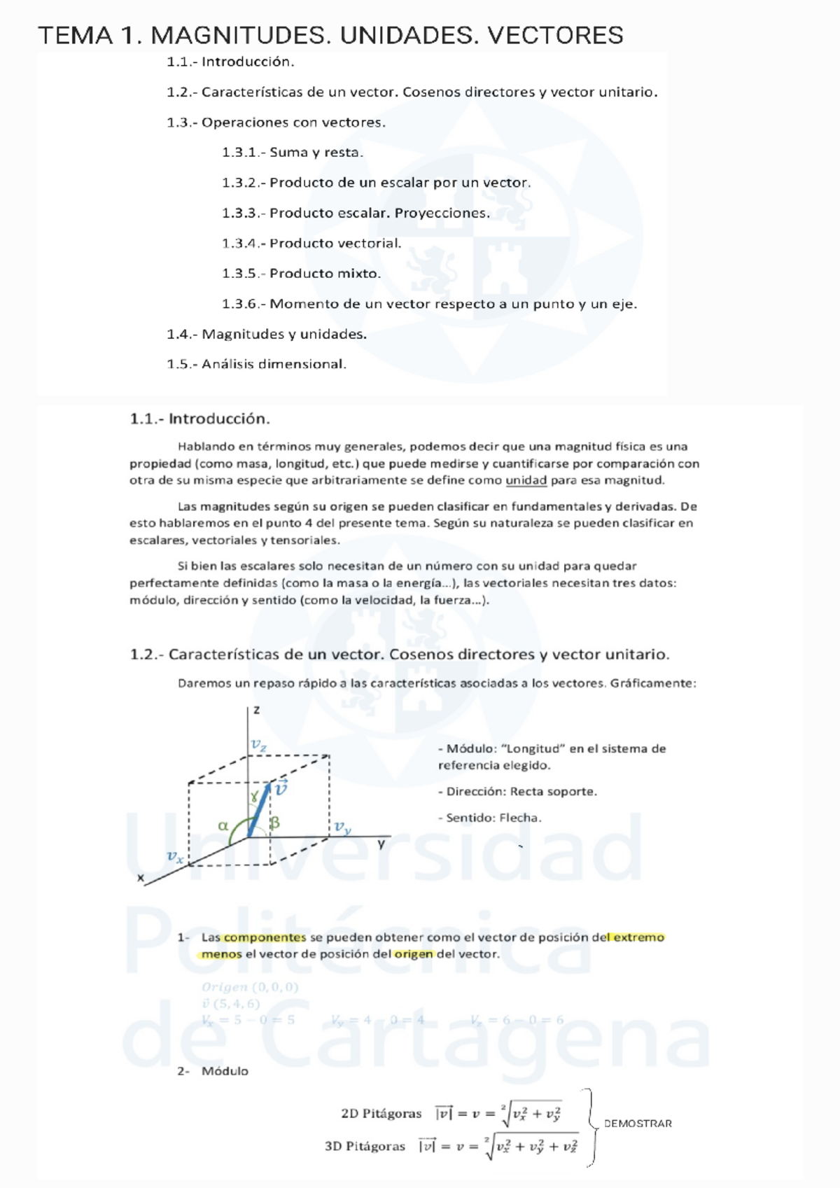 Apuntes T1 Vectores - Física I - Studocu