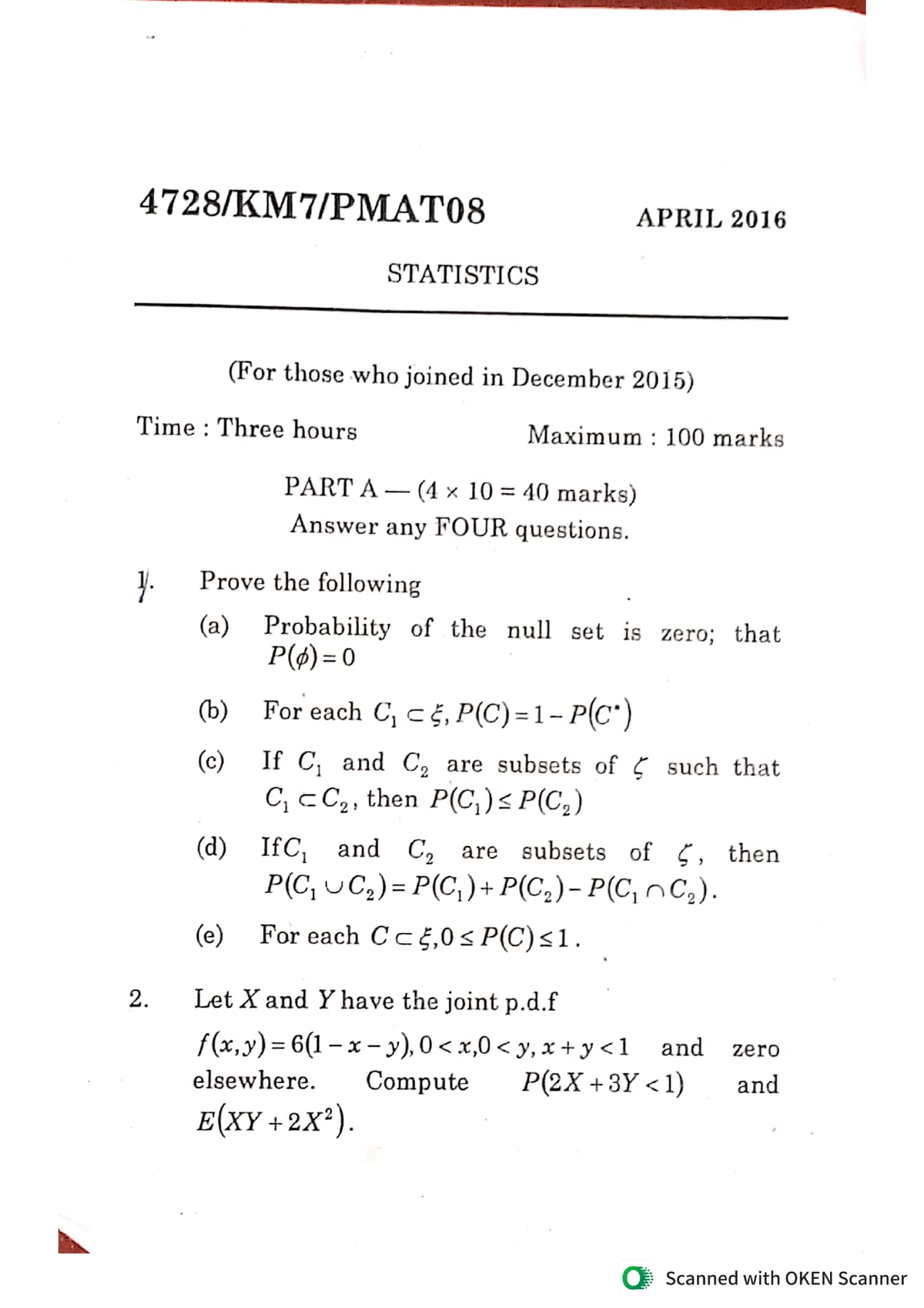 phd statistics question paper