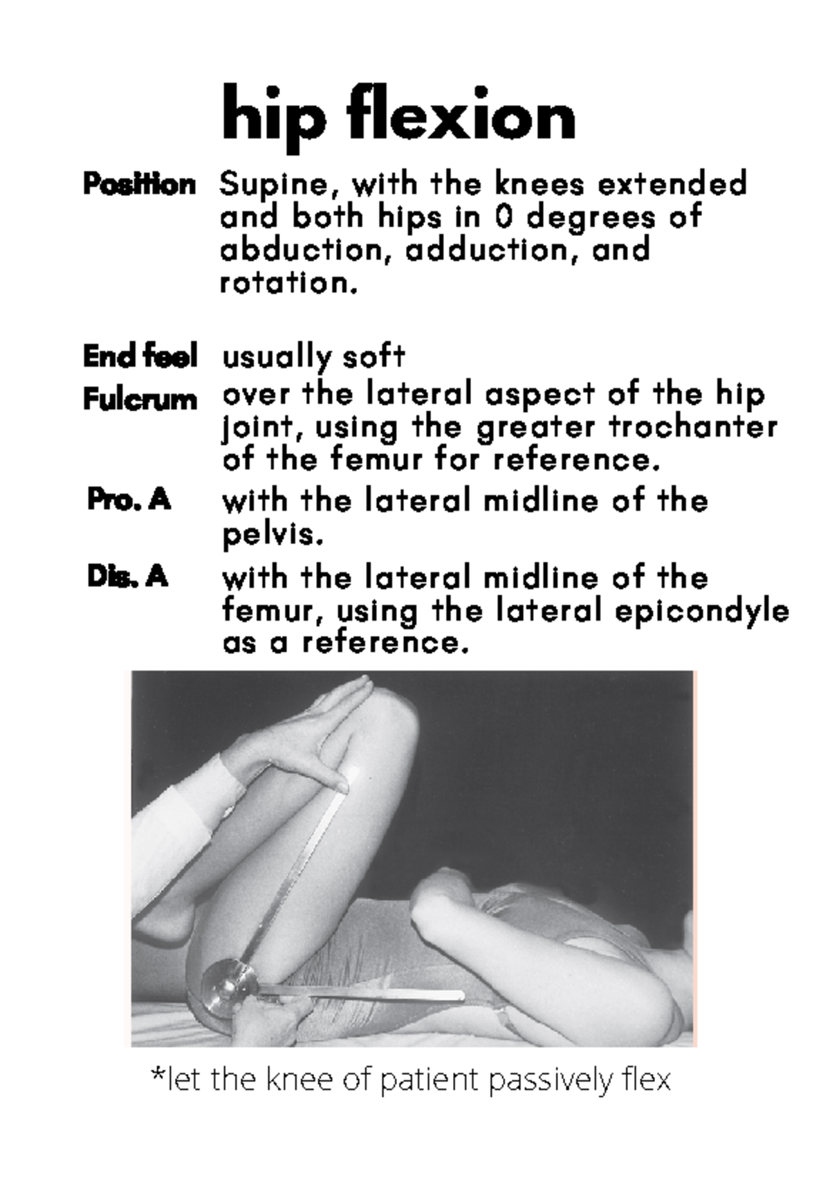 Hip Flexion Supine