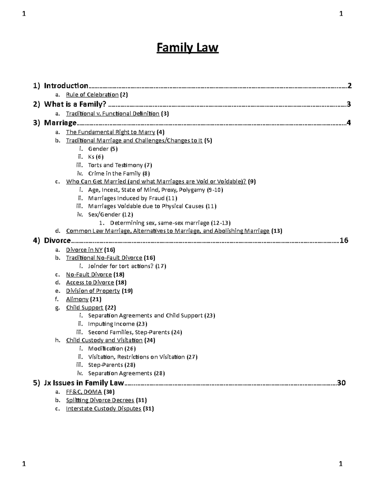 Sfy Fam Com - Family Law Outline Fall - LAW7190 - Vandy - StuDocu