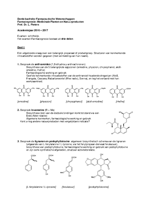 Toelichting Examen Deel Pieters - Derde Bachelor Farmaceutische ...