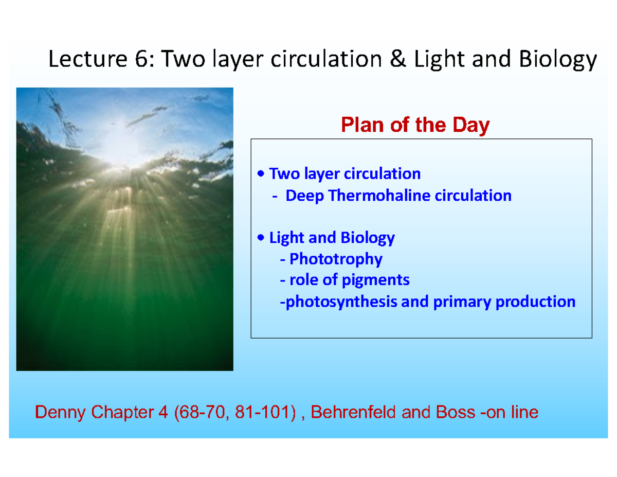 EEMB142B 6 - General notes - Lecture 6: Two layer circulation & Light ...