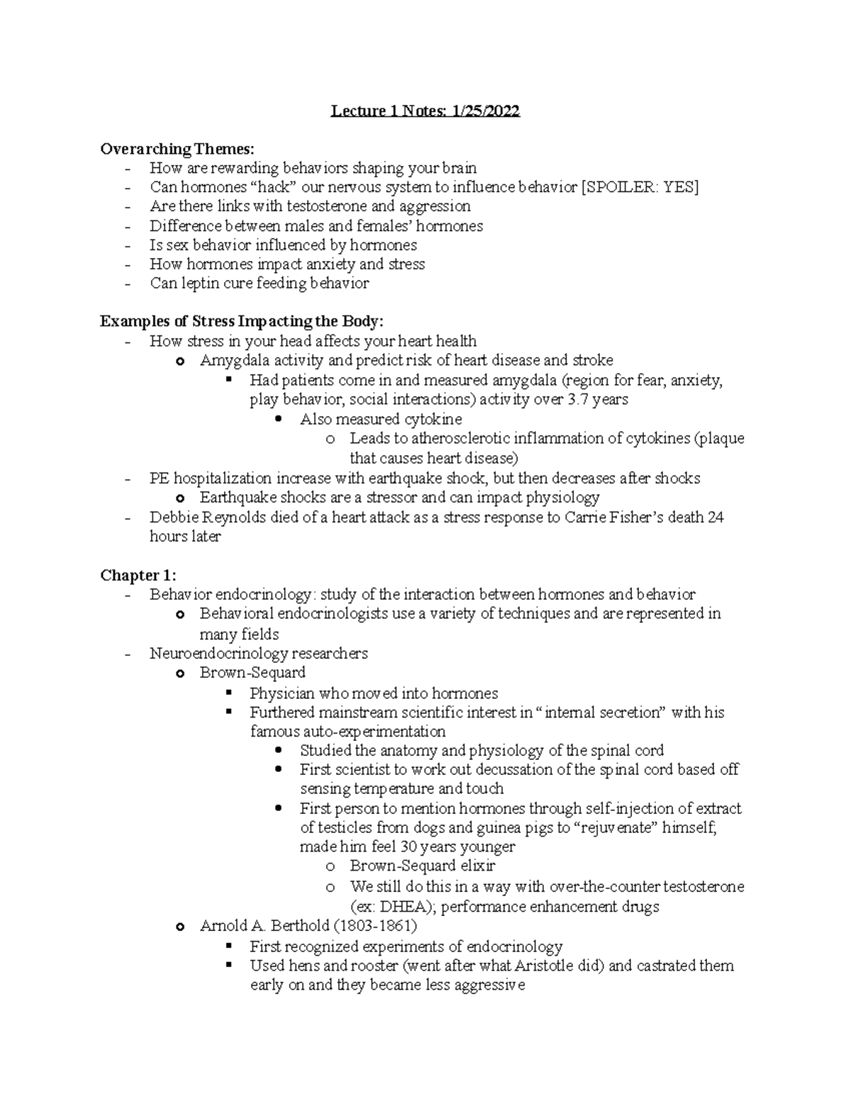Psych 513 Unit 1 Notes - Professor Auger and Marler - Lecture 1 Notes ...
