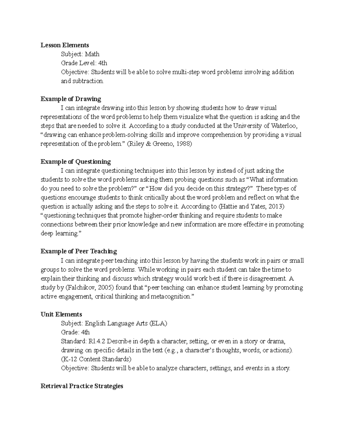Increasing Understanding and Knowledge Retention - Lesson Elements ...