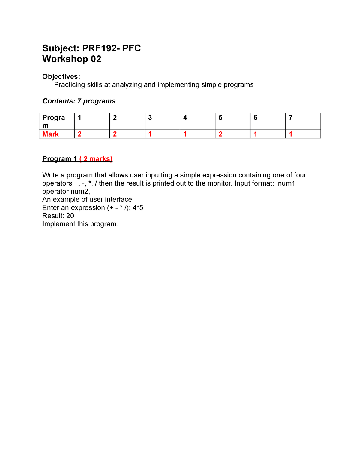 Workshop 02 Solution | Coding Answer For Workshop 2 PRF192 - Subject ...