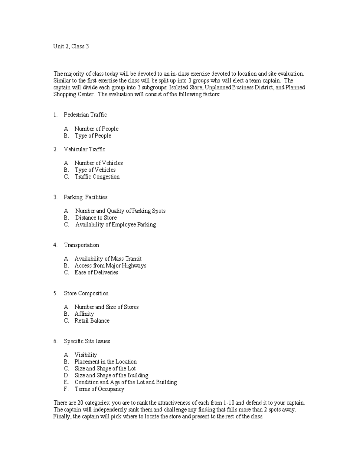 320,2,3a - unit 3 notes - Unit 2, Class 3 The majority of class today ...