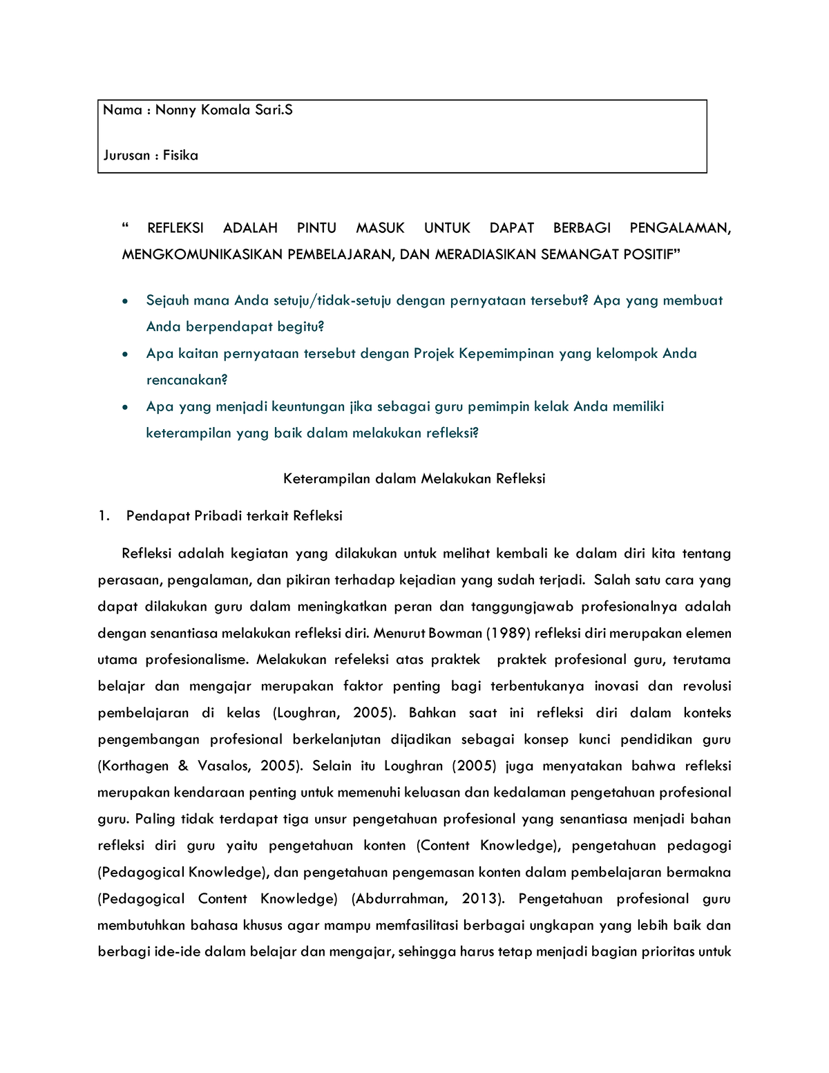 M Topik 5 Refleksi - Proyek Kepemimpinan PPG Prajabatan Semester 1 ...