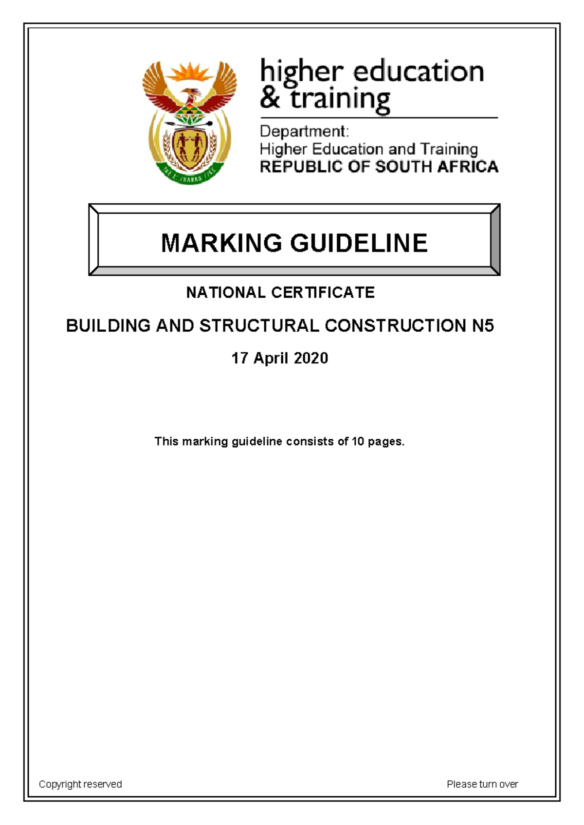 N5 Building and Structural Construction April 2020 Memorandum