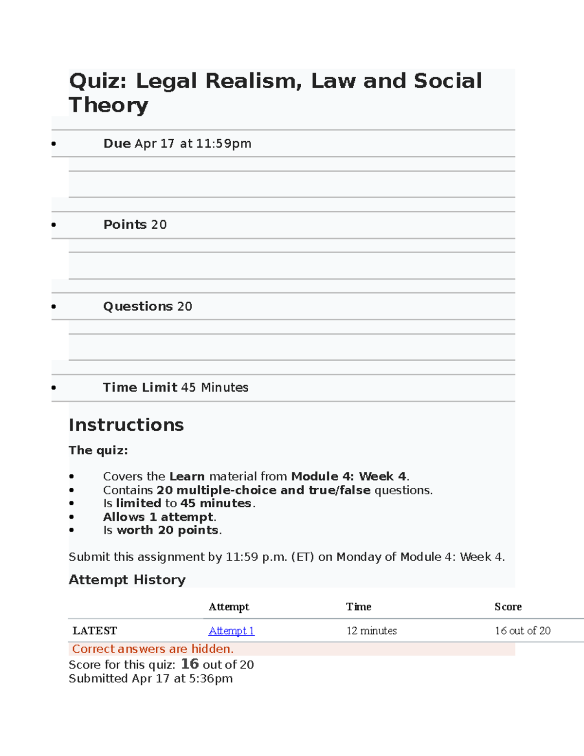 Govt 345 Quiz 4 - Govt 345 Quiz 4 - Quiz: Legal Realism, Law and Social ...