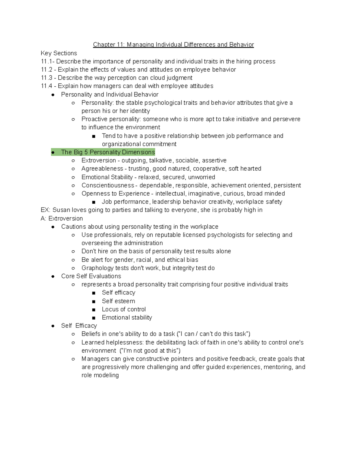 Test 3 Management Notes - Google Docs - Chapter 11: Managing Individual ...