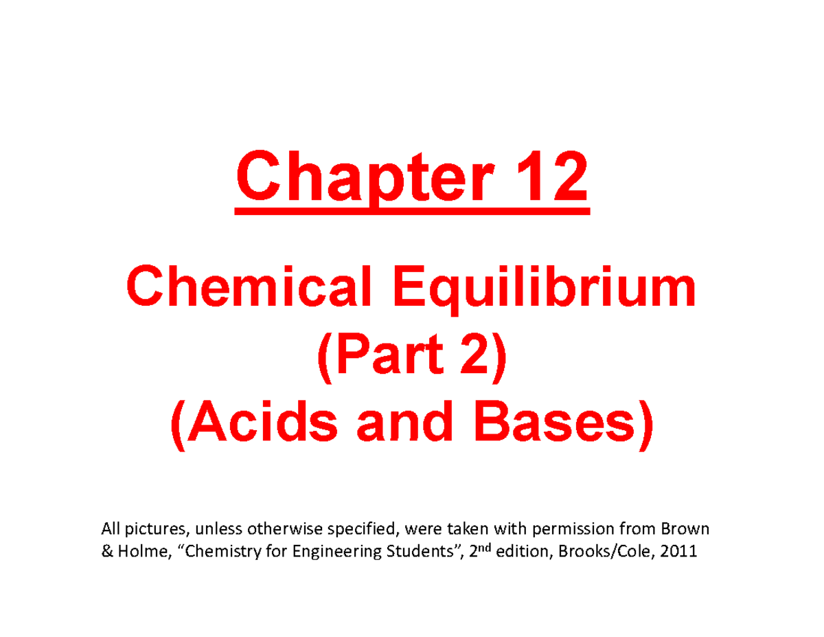 Equilibrium Part 2(Ch12) - Chapter 12Chapter 12 Chemical ...