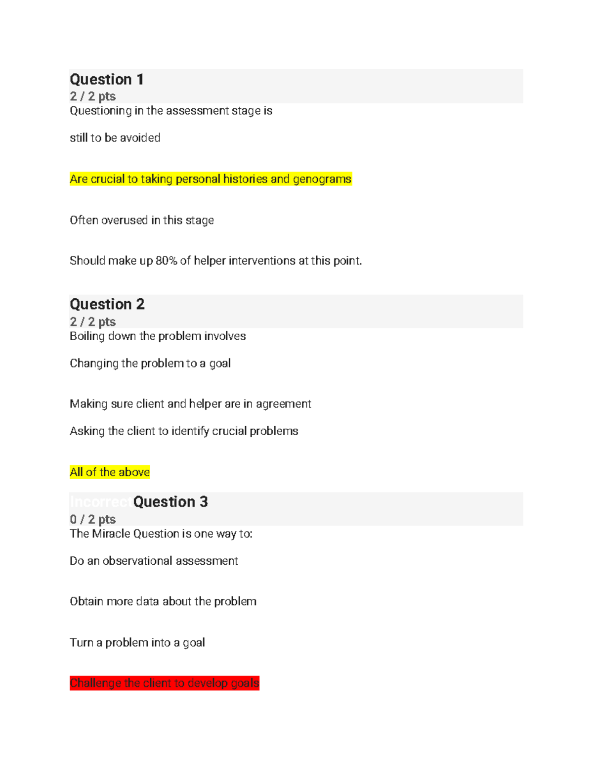 Quiz- Assessment and Goal Setting - Question 1 2 / 2 pts Questioning in ...