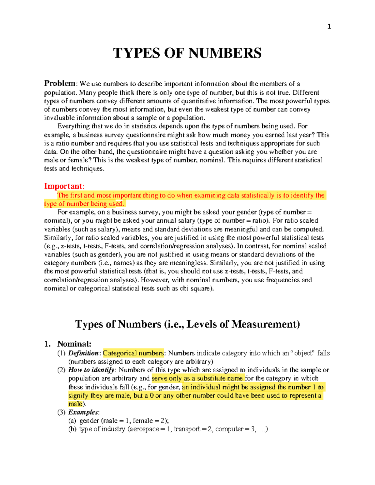 2b - Types of numbers - 1 TYPES OF NUMBERS Problem: We use numbers to ...