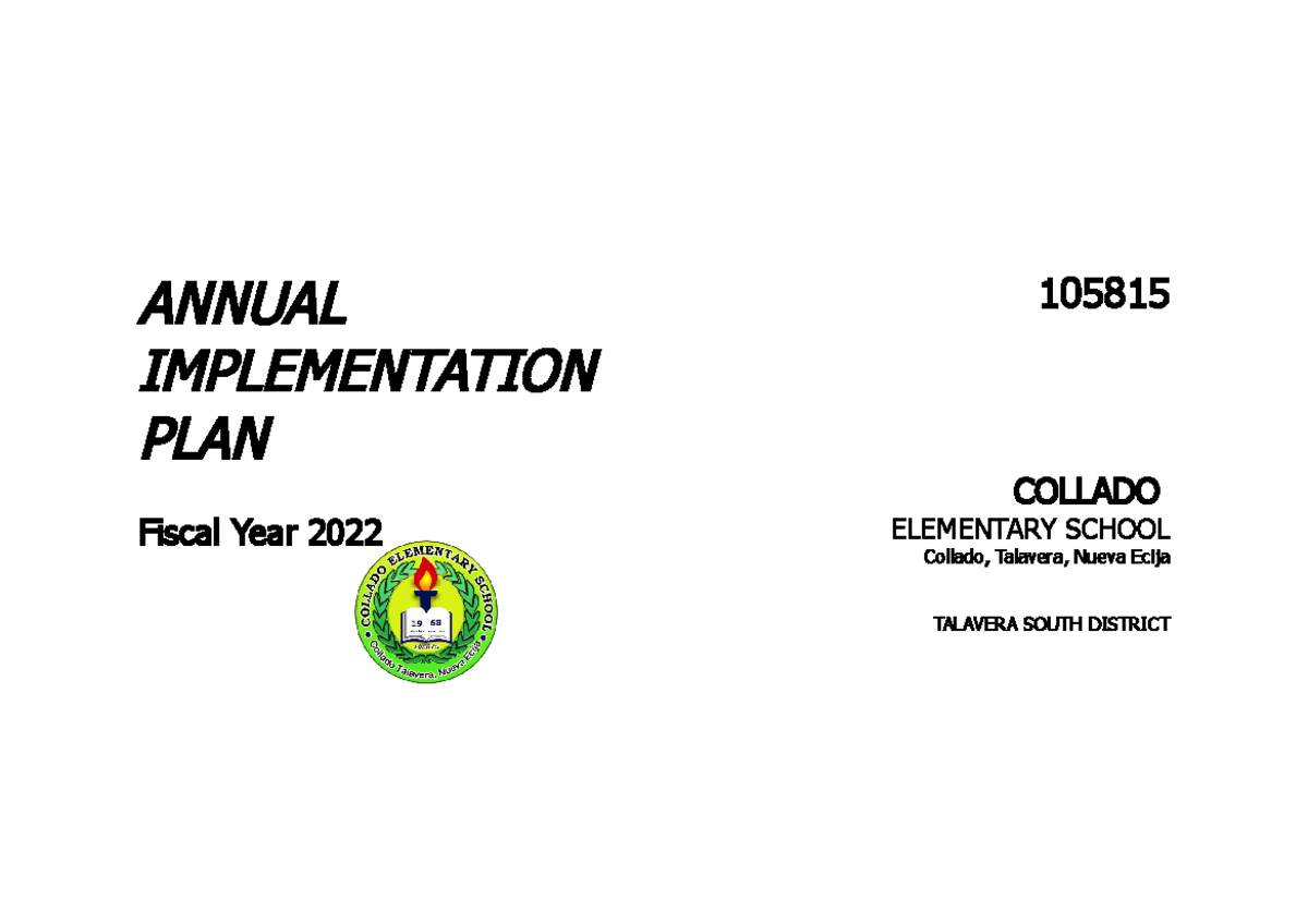 AIP Talavera South Collado ES 2022 - ANNUAL IMPLEMENTATION PLAN Fiscal ...
