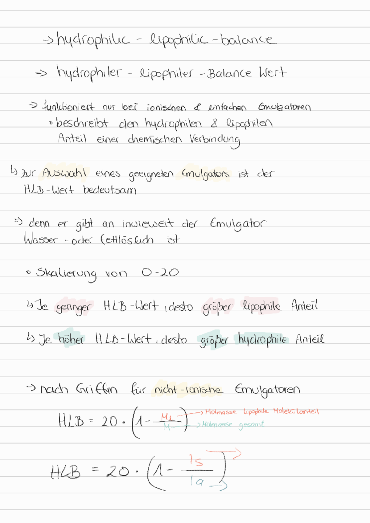 HLB Wert Vorlesung Lebensmittelmaterialwissenschaften Studocu