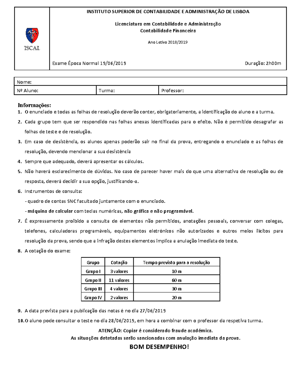CCF 2019 Exame Epoca Normal Enunciado - INSTITUTO SUPERIOR DE ...