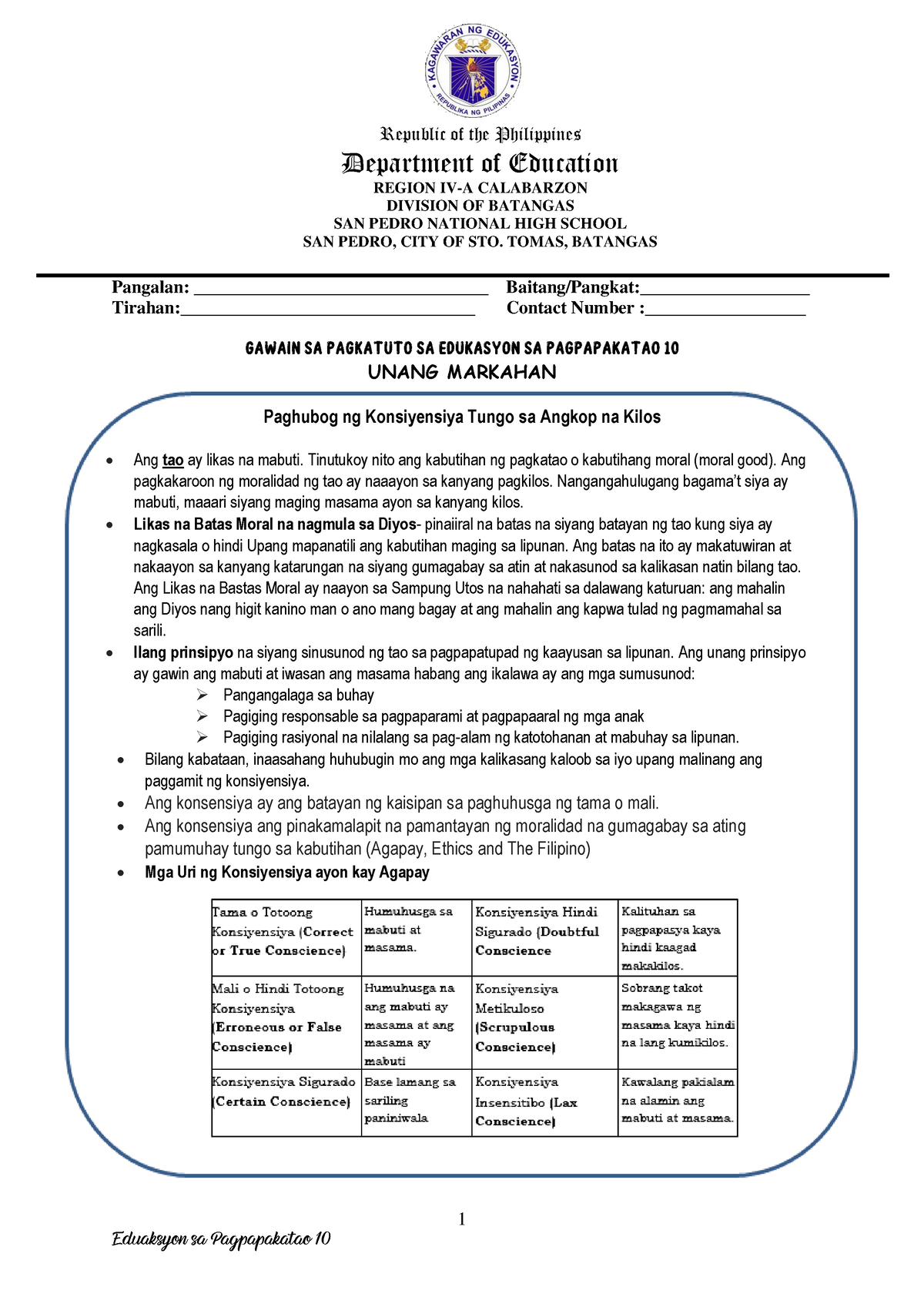 LAS Weeks 3-4 - N/a - 1 Department Of Education REGION IV-A CALABARZON ...