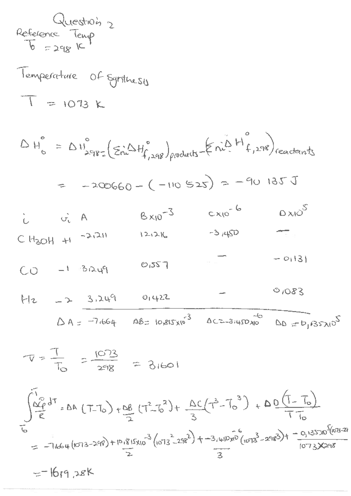 Chapt 5 Heat effects Q2 - Calculate temperatures in order to get the ...