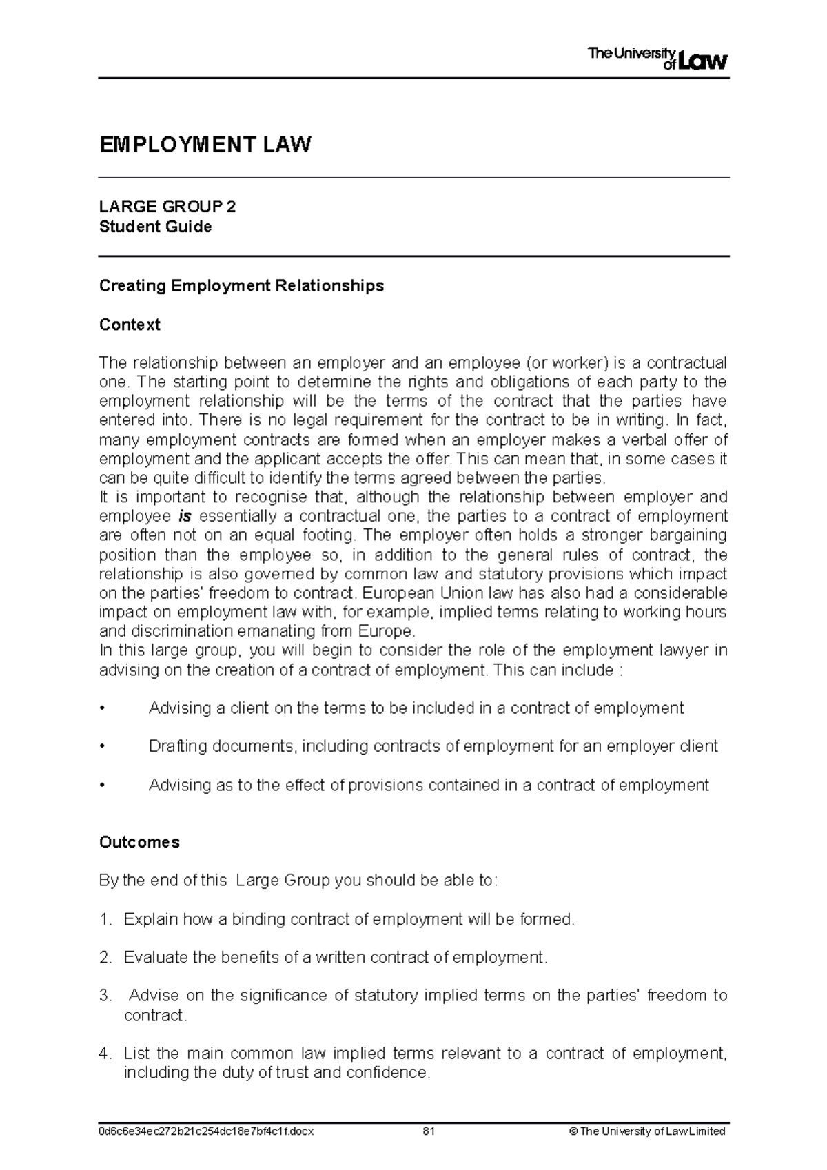 1920 employment level 5 lg02 ce01 student guide t - EMPLOYMENT LAW ...