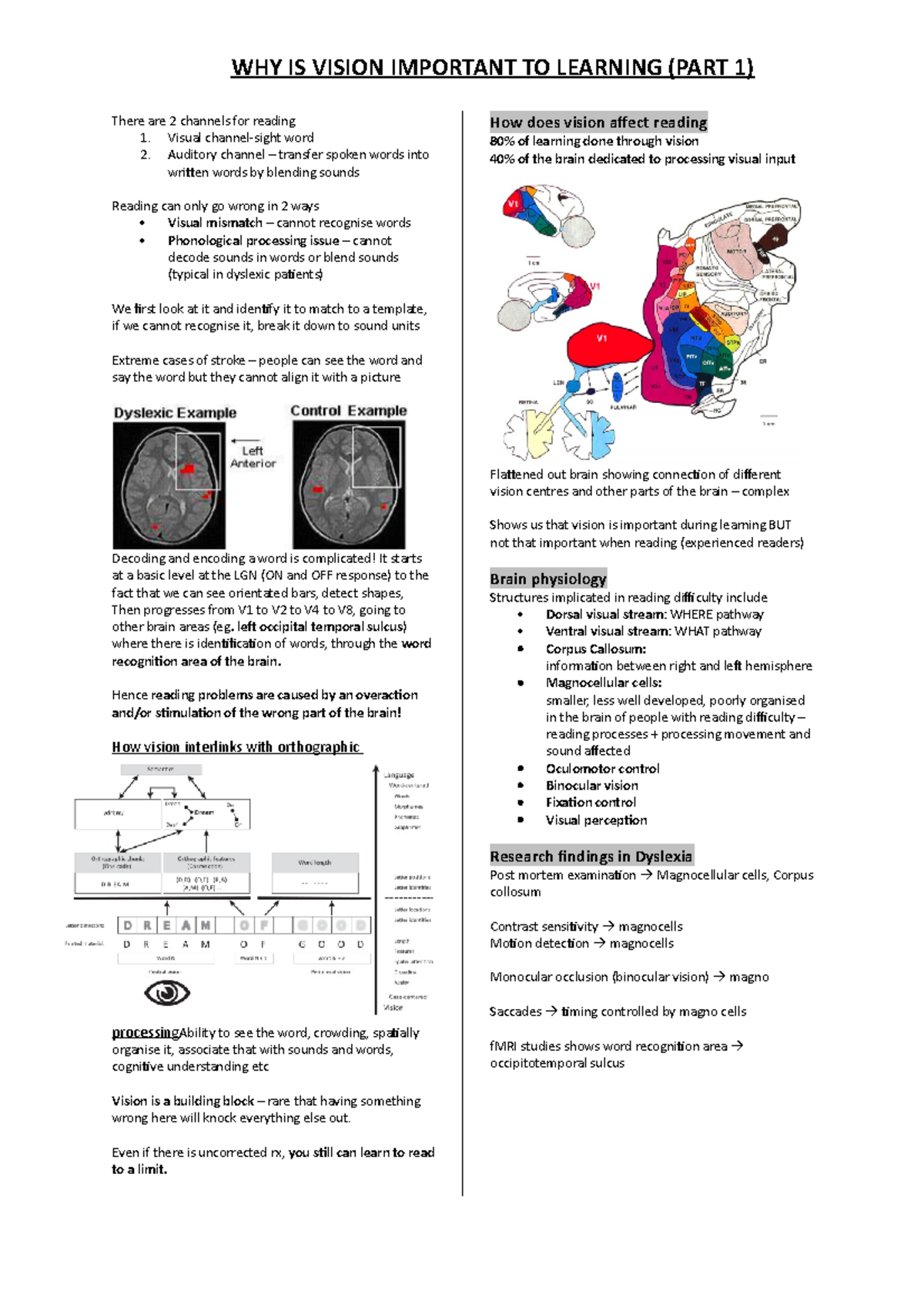 7 Why is vision important for learning 1 There are 2 channels for
