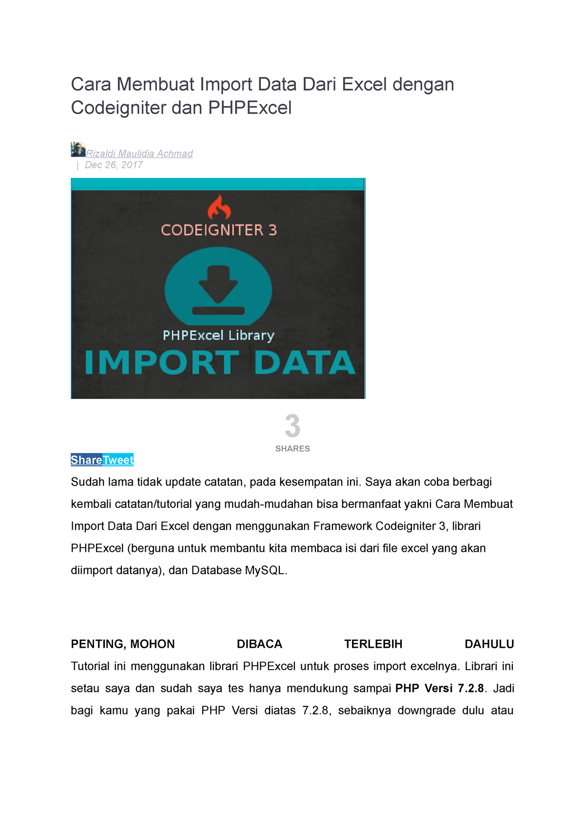 Cara Membuat Import Data Dari Excel Dengan Codeigniter Dan PHPExcel ...