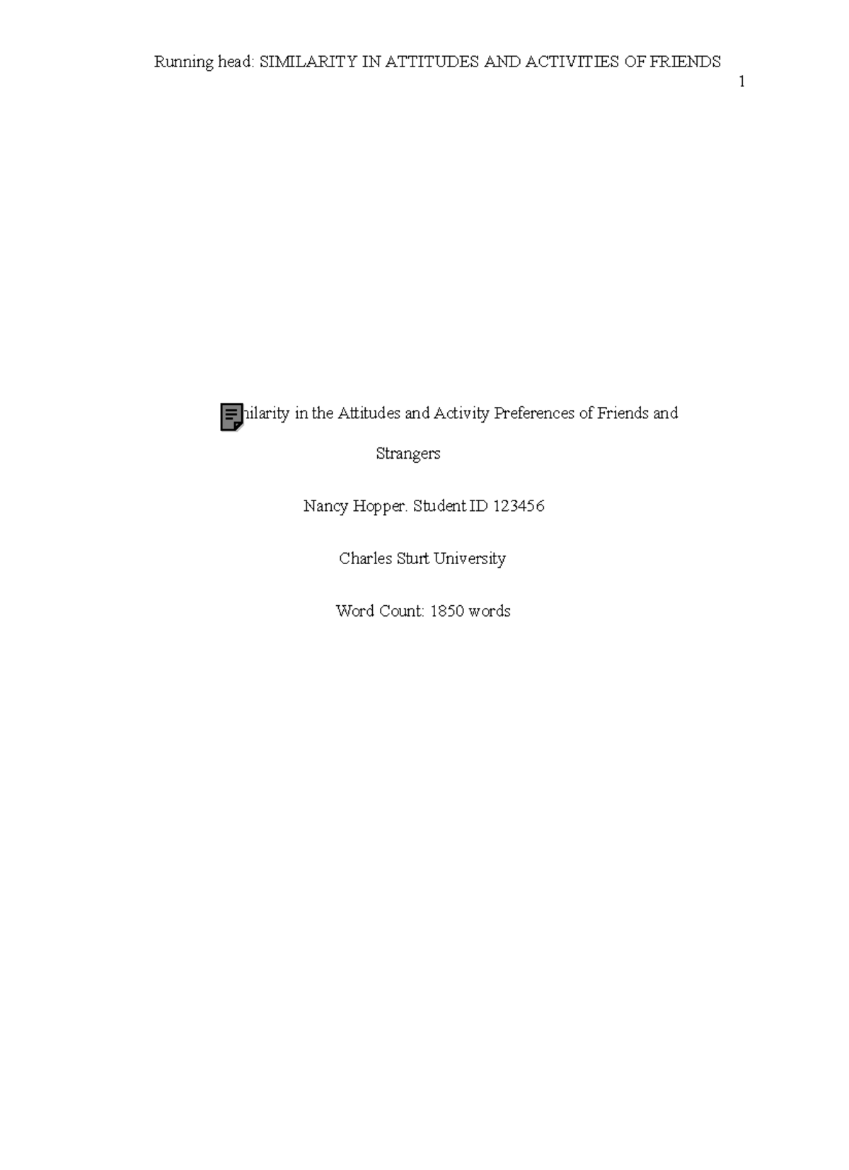 Example report - Lecture notes Assignment tutorial - Running head ...