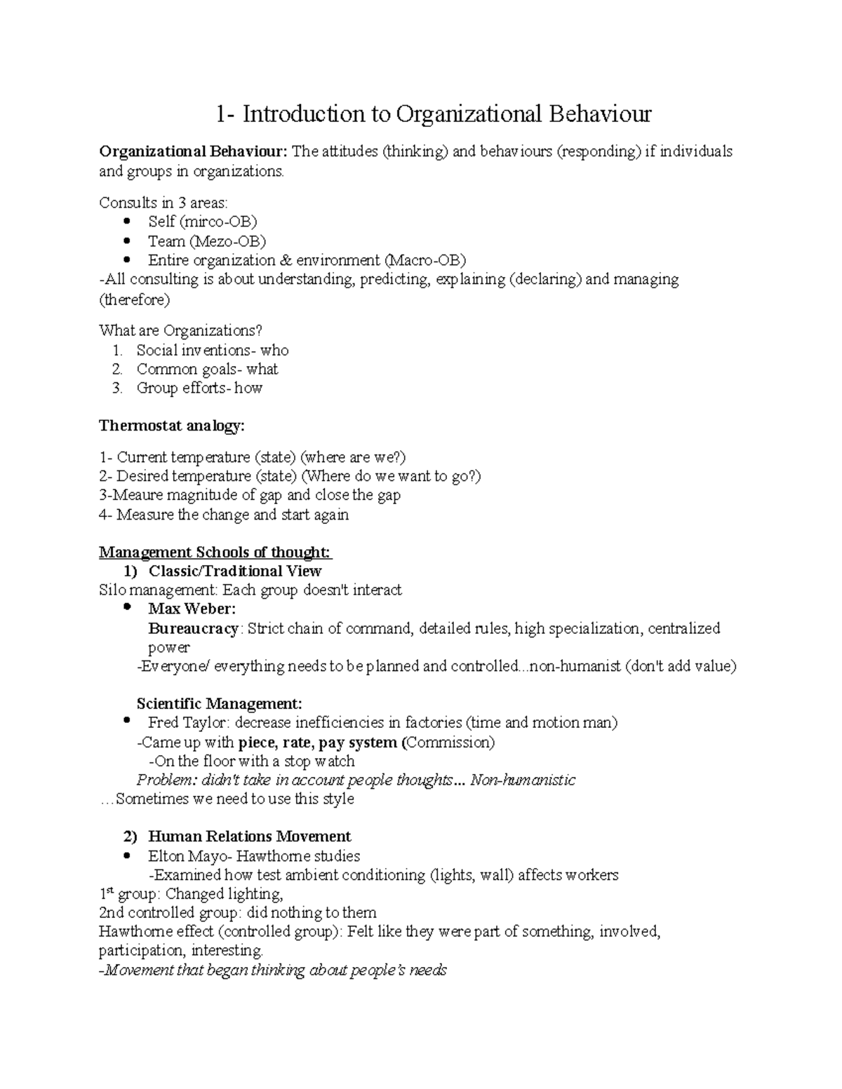 1- introduction to O.B - Intro - Introduction to Organizational ...