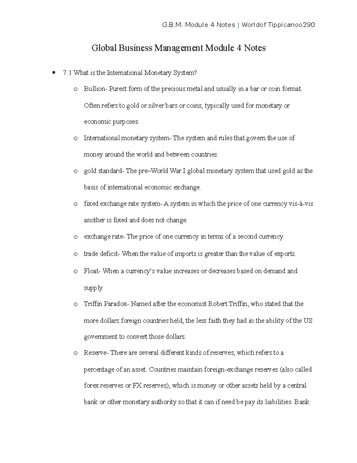 Global Business Management Module 4 Notes - G.B. Module 4 Notes ...